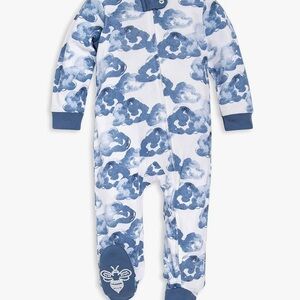 Burt's Bees Blue and White Cloud Footies Pajamas